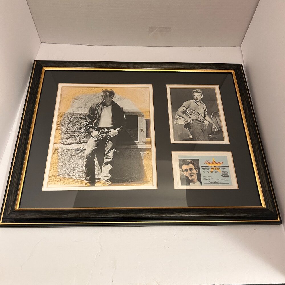 James Dean Framed Wall Art Collage – Classic Hollywood Icon – Black & Gold Frame